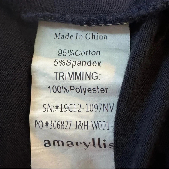 Amaryllis Large Shirt Top Navy Blue Floral Cap Short Sleeve V Neck Semi Sheer - Picture 7 of 7